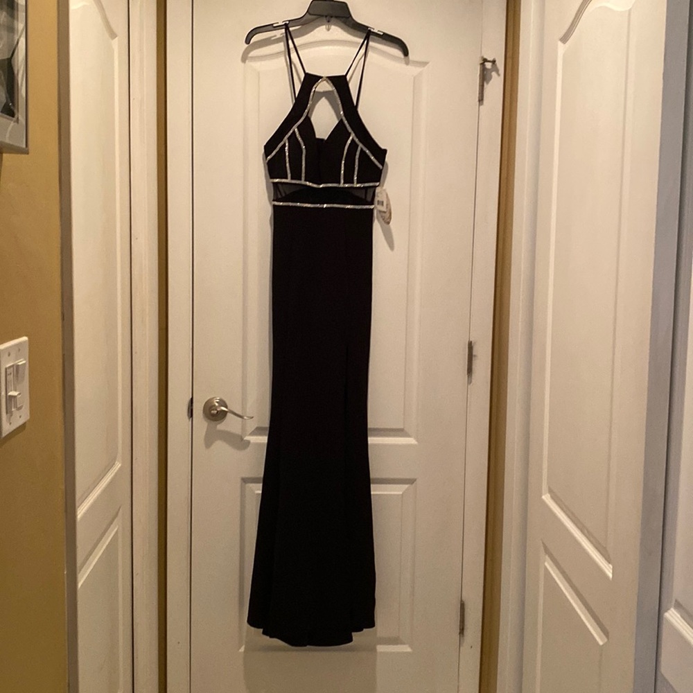 Women’s black cocktail dress with rhinestones size 5
